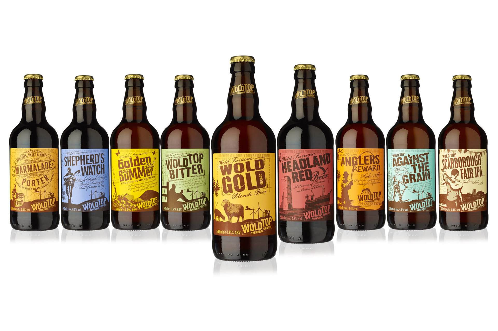 A selection of Wold Top bottled beers