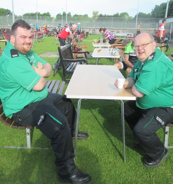 St John's Ambulance members relaxing after day 1